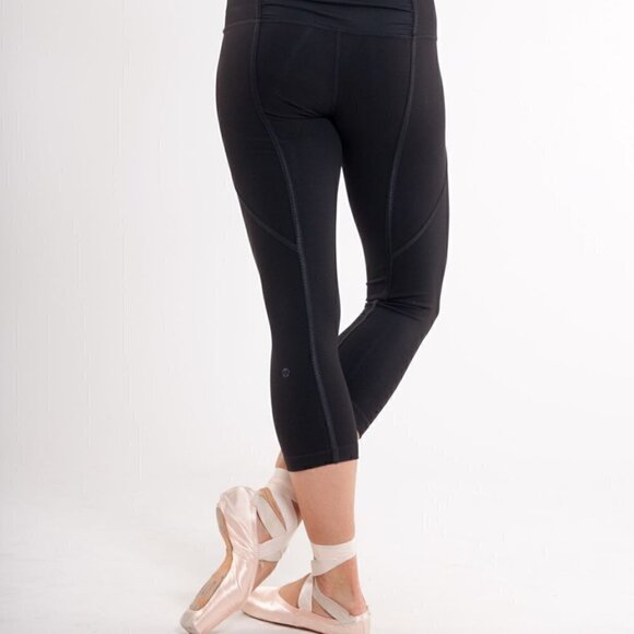 Lululemon Rehearsal Crop Black Leggings Size 4 - Picture 2 of 13
